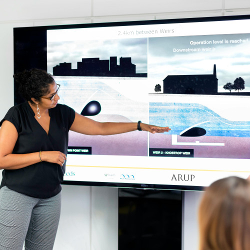 femme qui utilise powerpoint